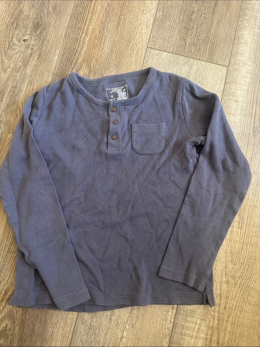 L'ovedbaby Navy Long-Sleeve Waffle Henley Top